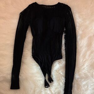 Black Long Sleeve Mesh Bodysuit